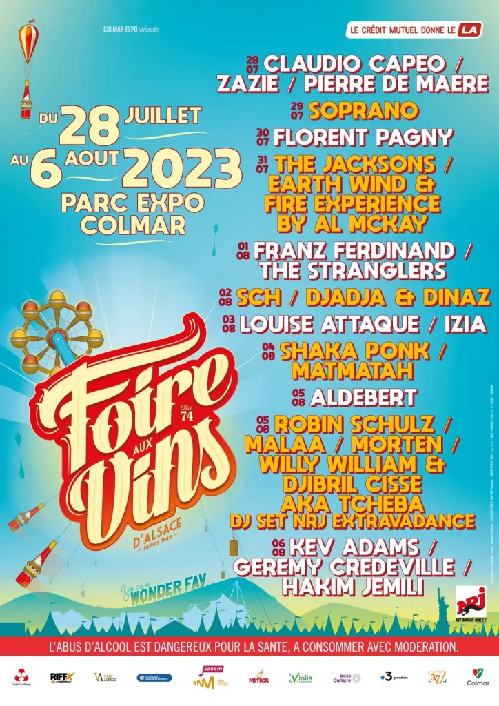 Affiche de la 74eme édition de la Foire aux Vins à Colmar - aout 2023