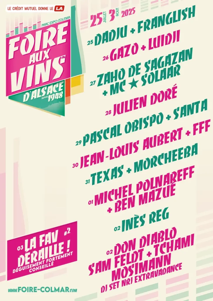 Affiche de la 76eme édition de la Foire aux Vins à Colmar - aout 2025
